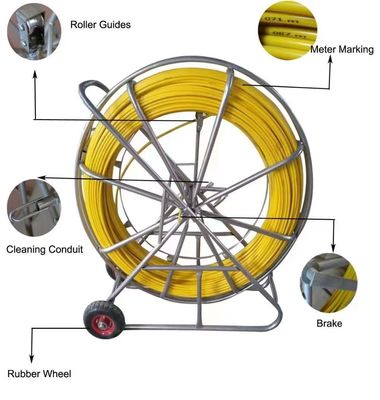 9mmx150m Fiberglass Duct Rodder , Fish Tape Conduit Rodding Equipment